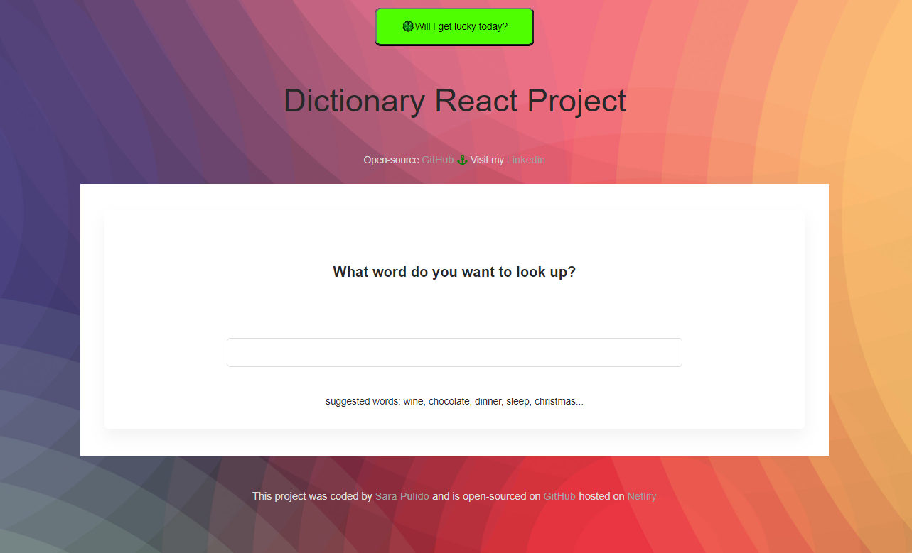 Dictionary react project